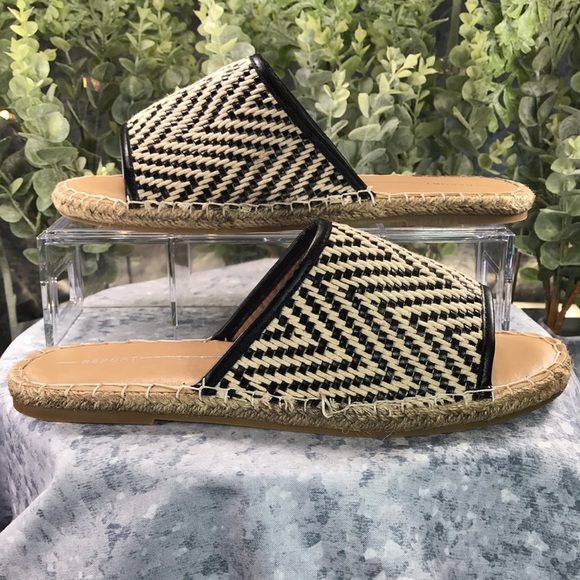 Report Claude Natural & Black Weave Espadrille Slides Women’s 9M☀️Like NEW☀️ - Picture 5 of 8